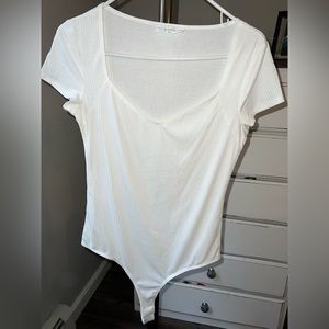 White Ribbed Thong Bodysuit